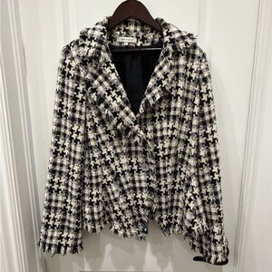 Anne Fontaine Black and Cream Tweed Blazer with Belt